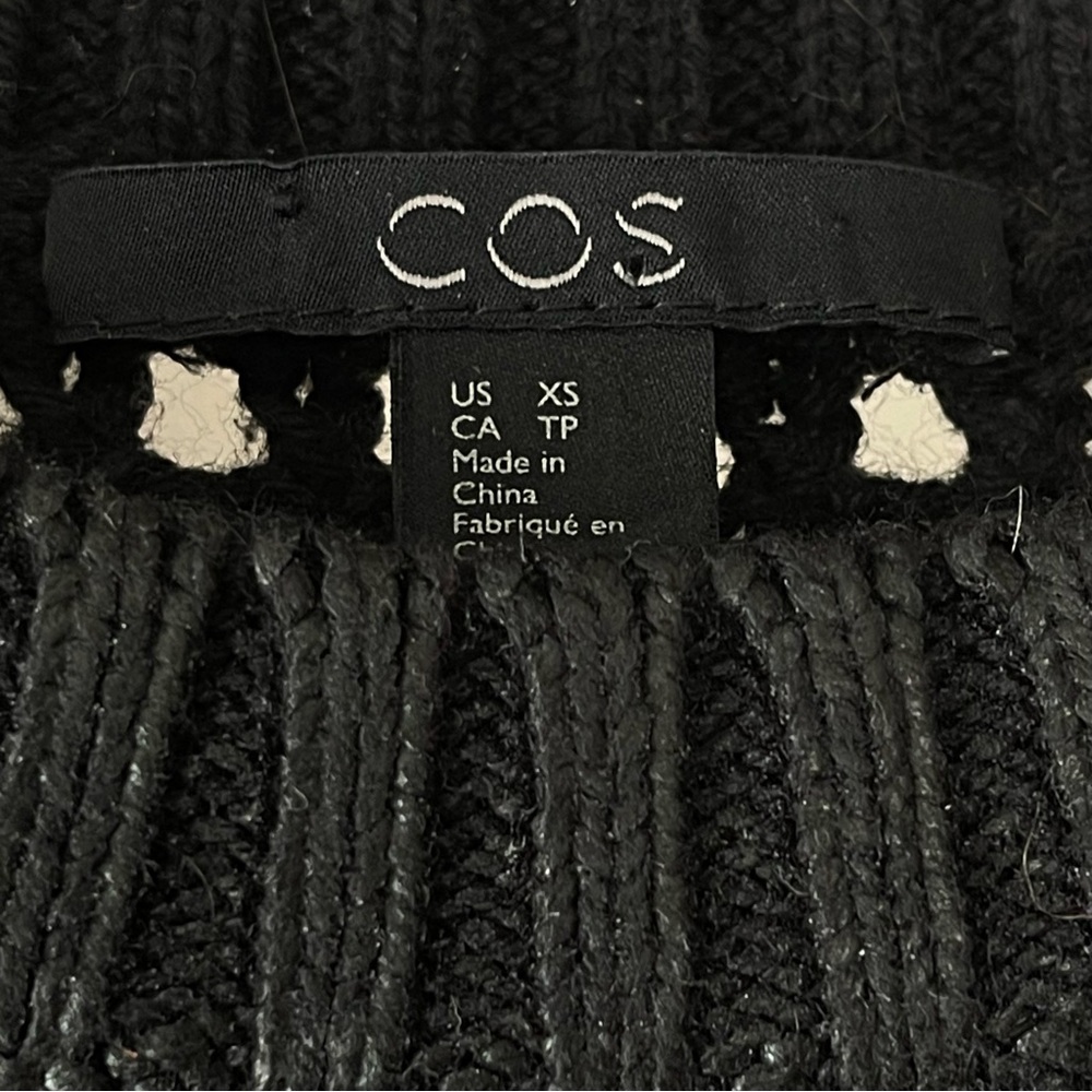 COS Black Open Knit Mesh Sweater Cotton Wool Blend - Picture 2 of 7